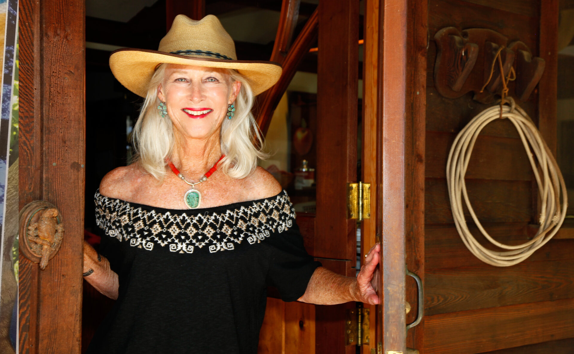 A woman wearing a cowboy hat.